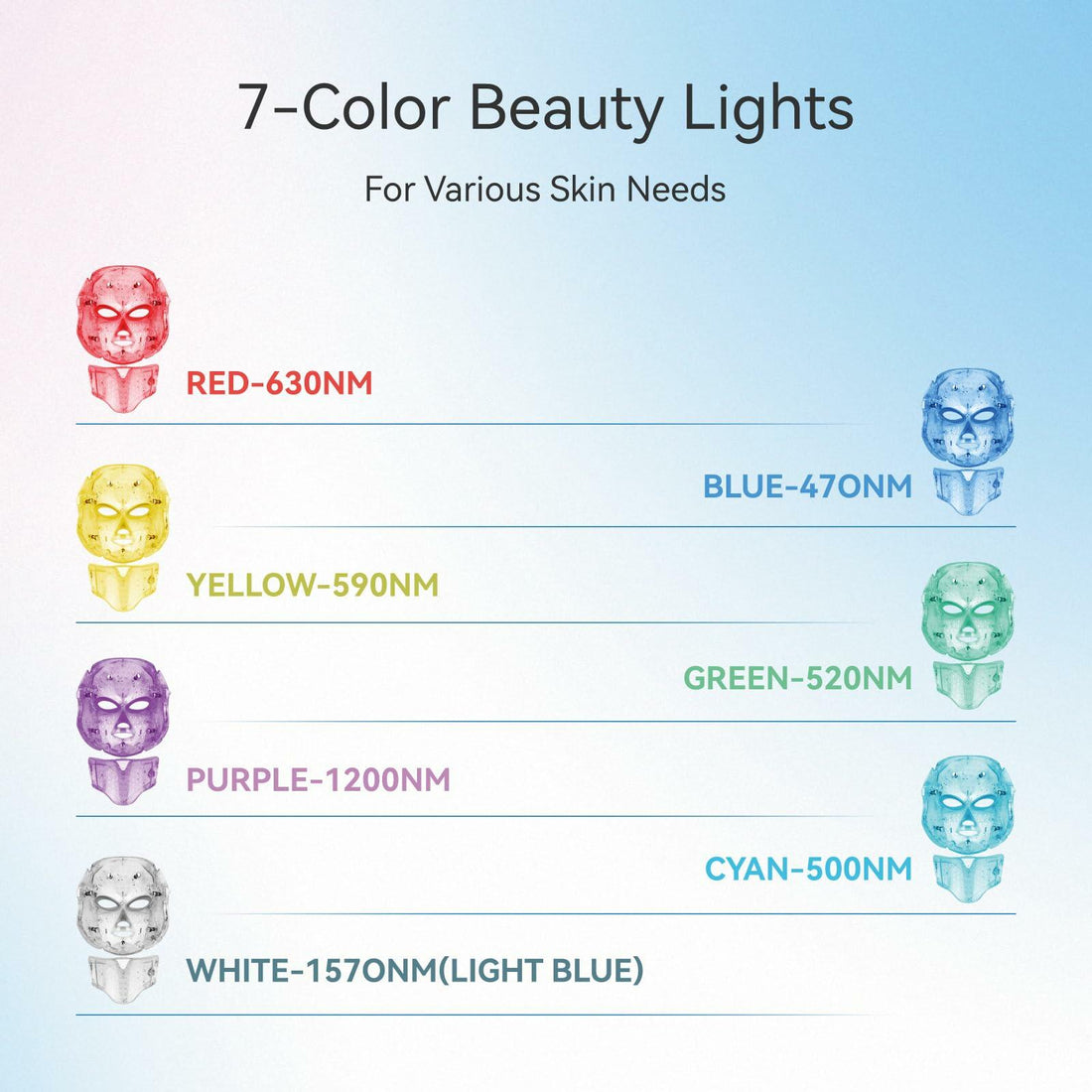 LED Facial Mask Device Seven-Colors Light Multi-Color Therapy