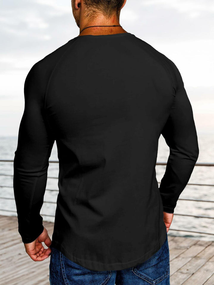 Men's Gym Workout Athletic Long Sleeve T-Shirt Black XL