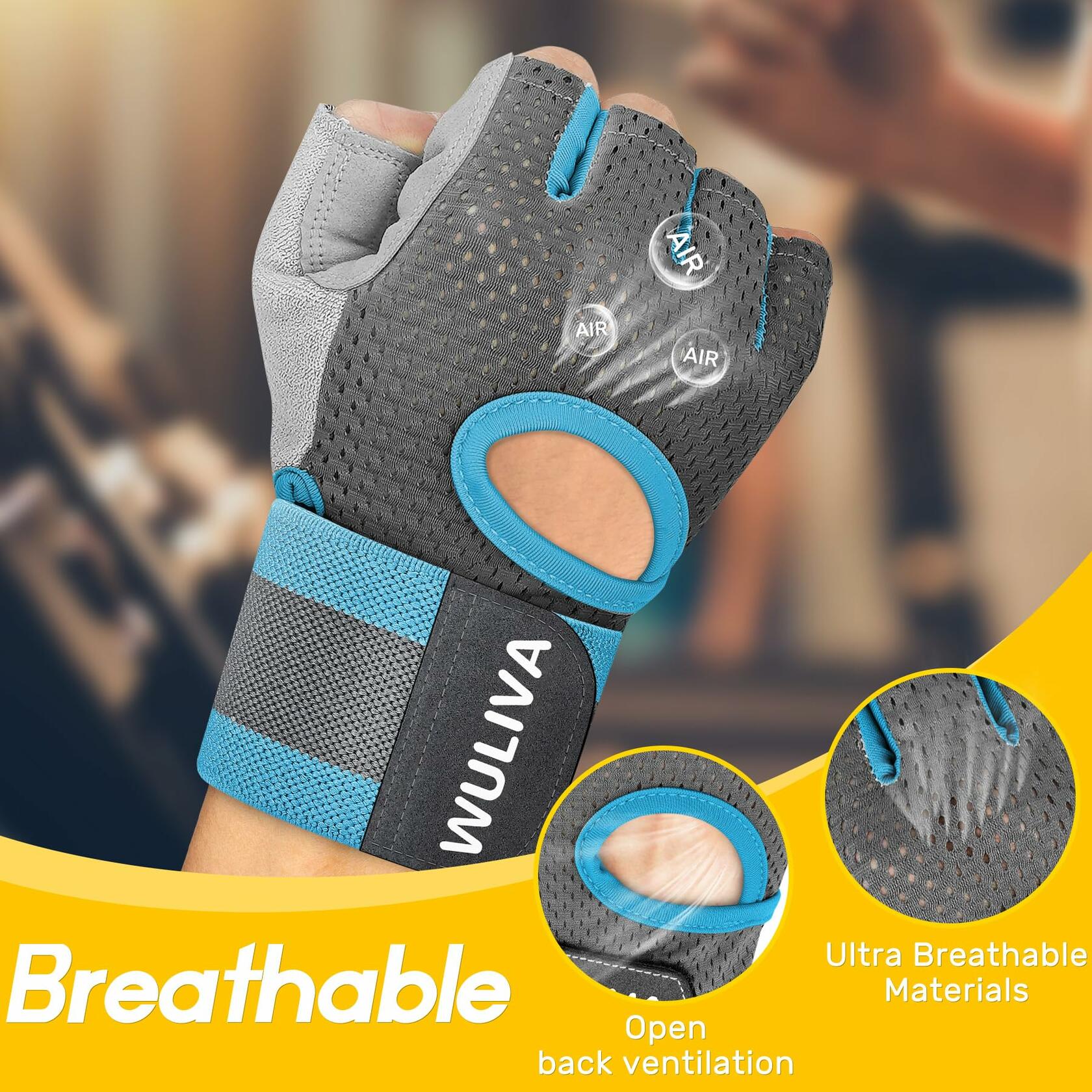Workout Gloves Padded Detachable Strap Gym Cycling Training Bag
