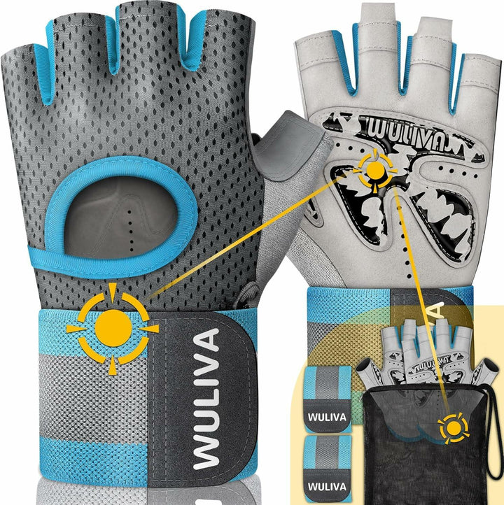 Workout Gloves Padded Detachable Strap Gym Cycling Training Bag