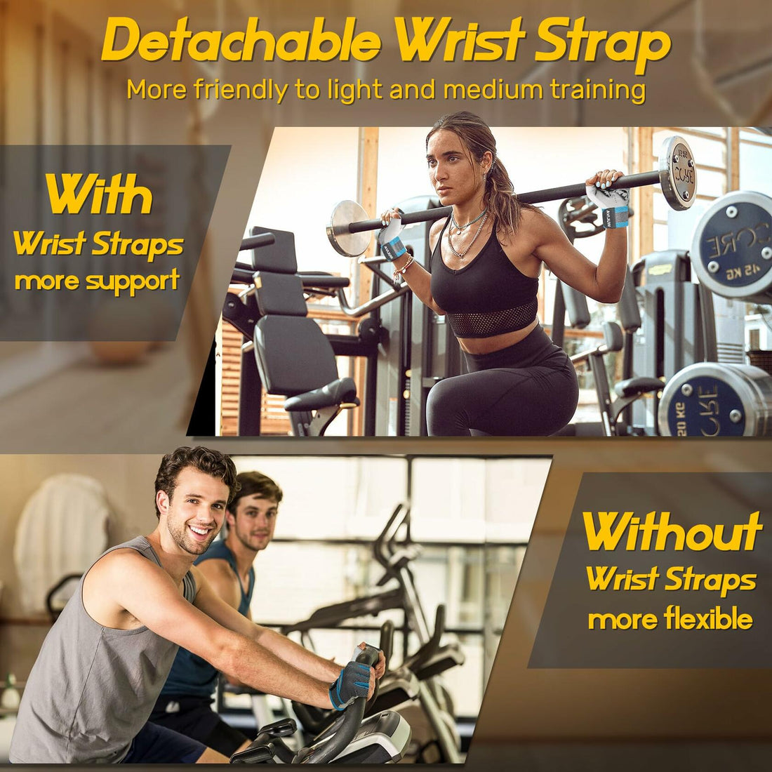Workout Gloves Padded Detachable Strap Gym Cycling Training Bag