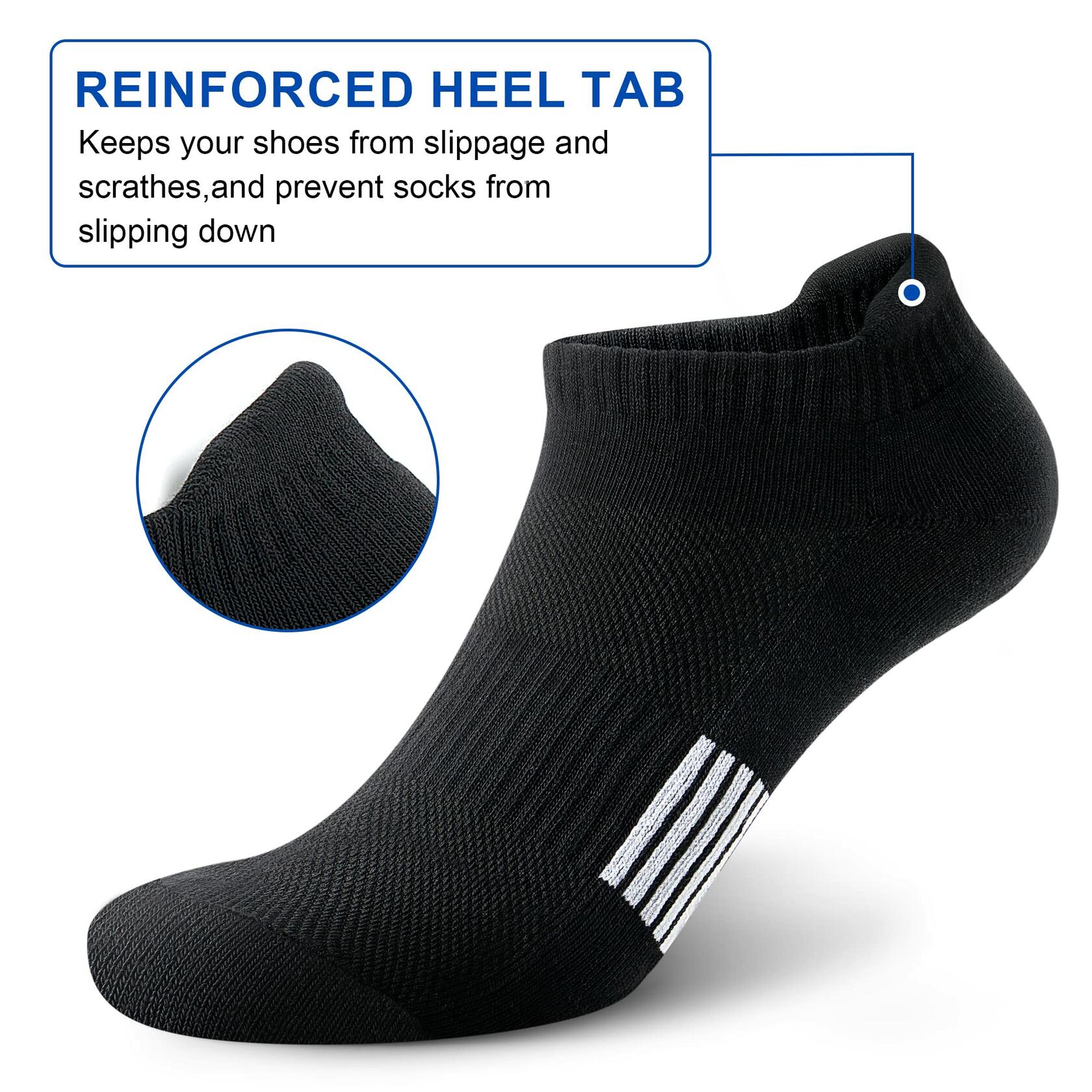 Women's Athletic Ankle Socks No Show Cushioned 6 Pairs Size M