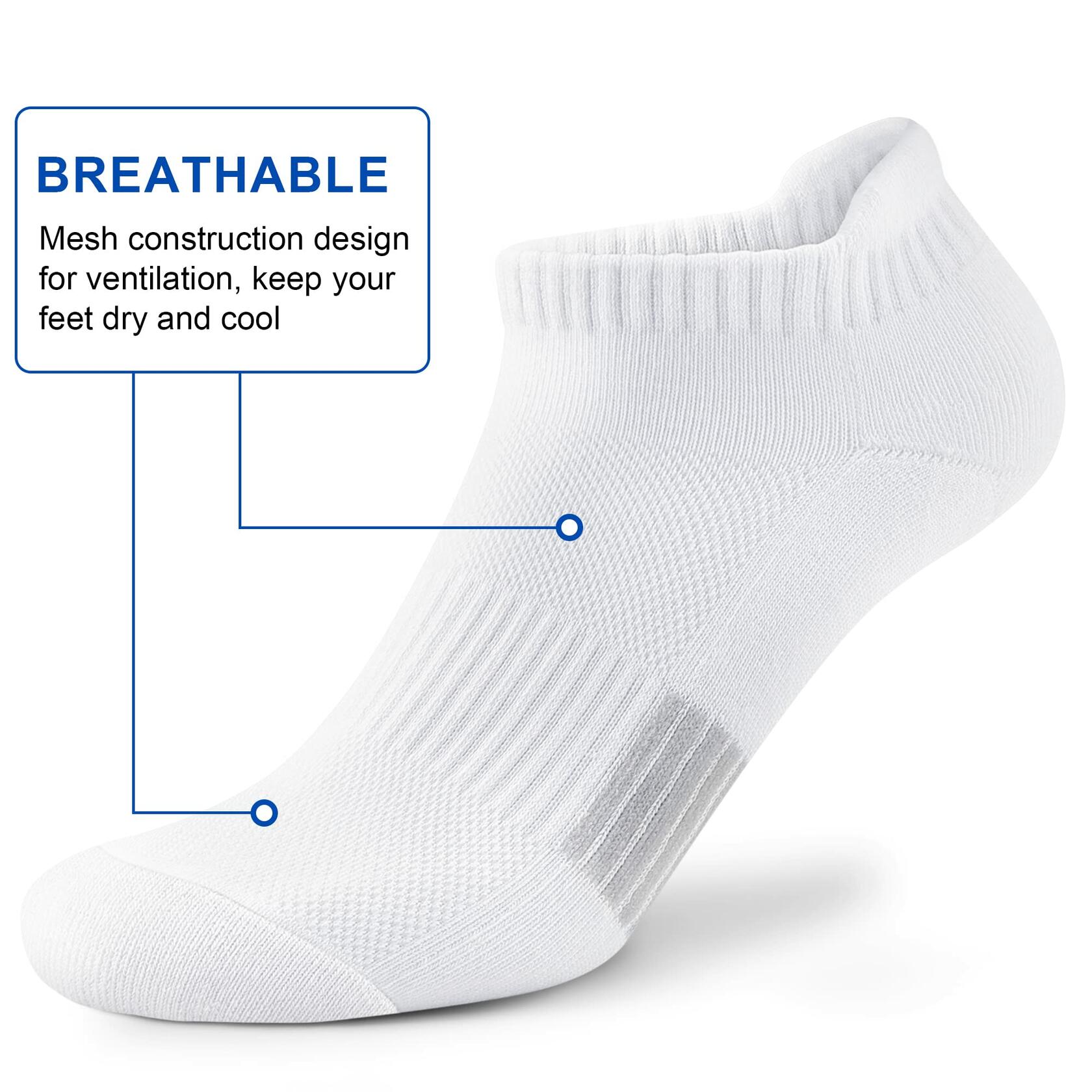 Women's Athletic Ankle Socks No Show Cushioned 6 Pairs Size M