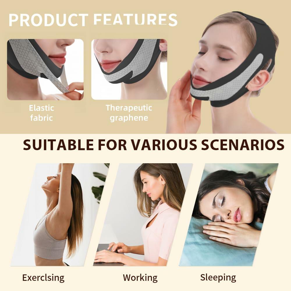 Graphene V-Line Mask Jaw Exerciser Chin Strap Black Size M
