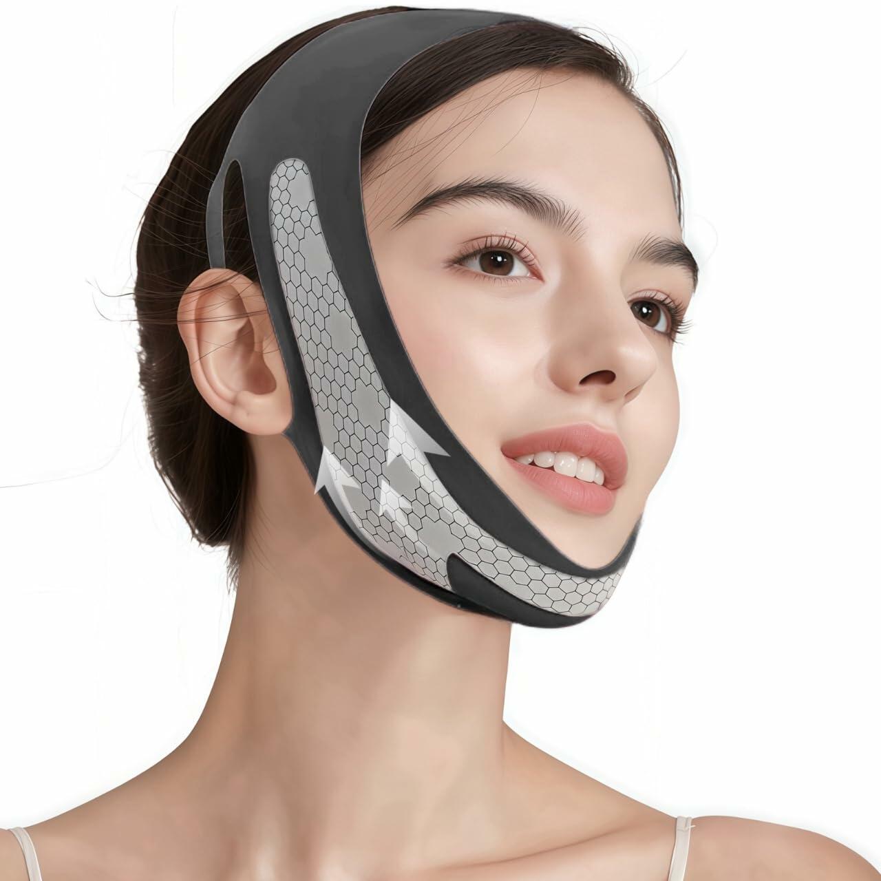 Graphene V-Line Mask Jaw Exerciser Chin Strap Black Size M
