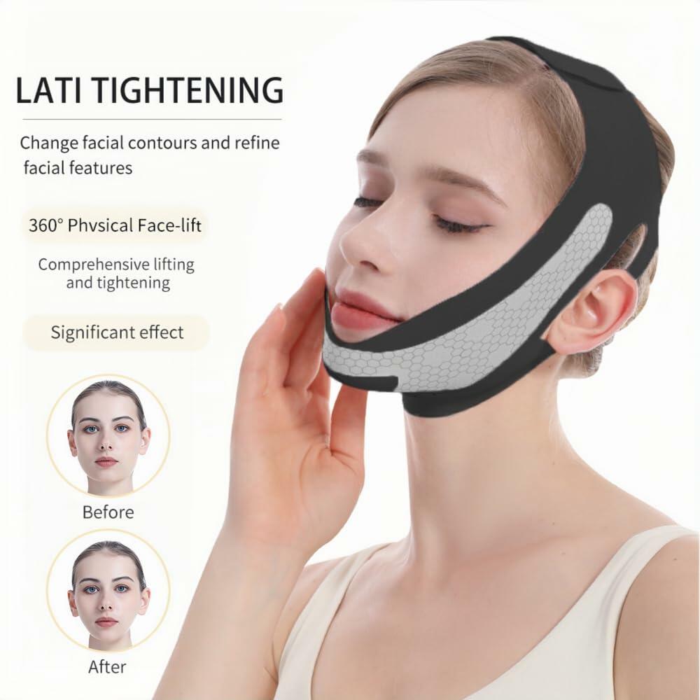 Graphene V-Line Mask Jaw Exerciser Chin Strap Black Size M
