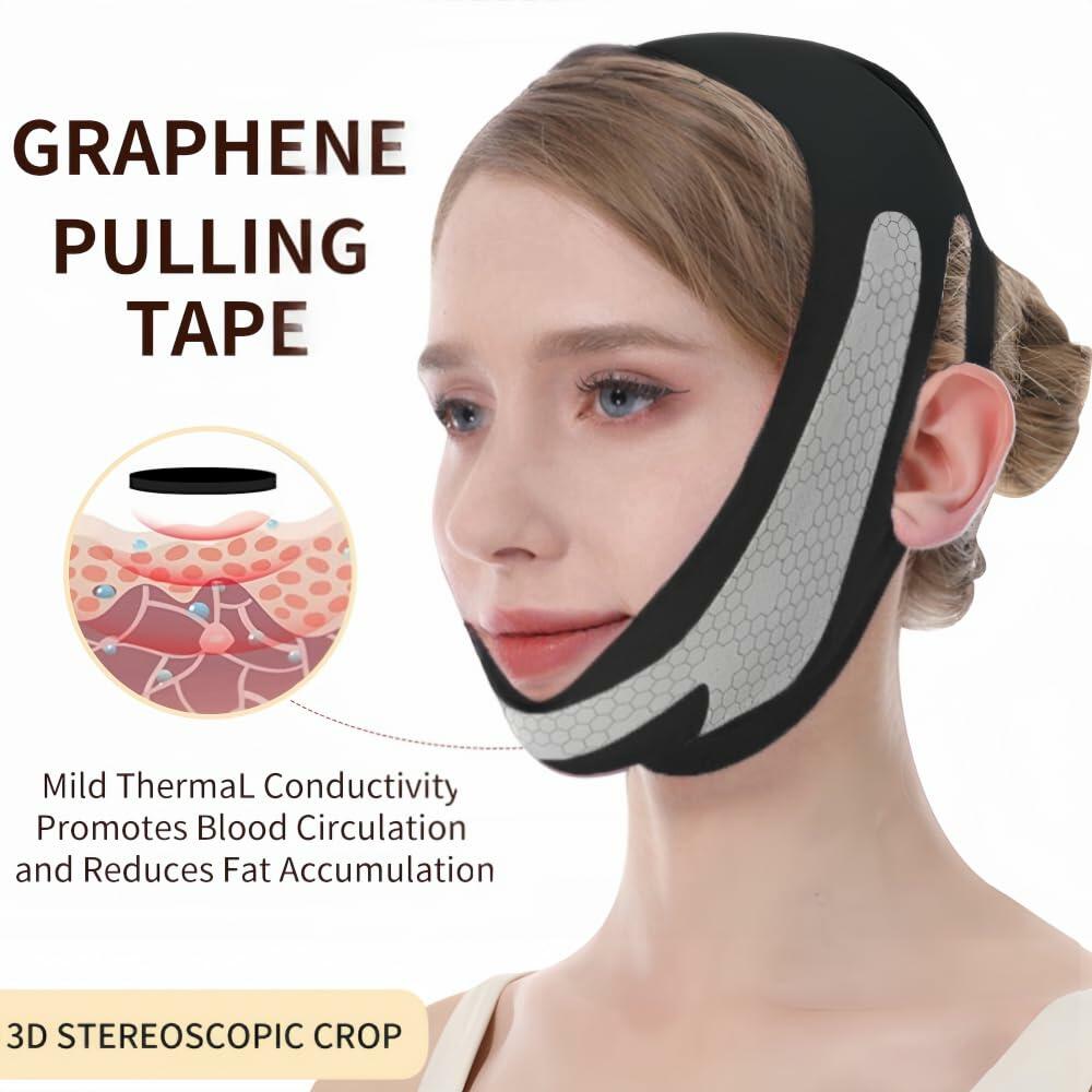 Graphene V-Line Mask Jaw Exerciser Chin Strap Black Size M