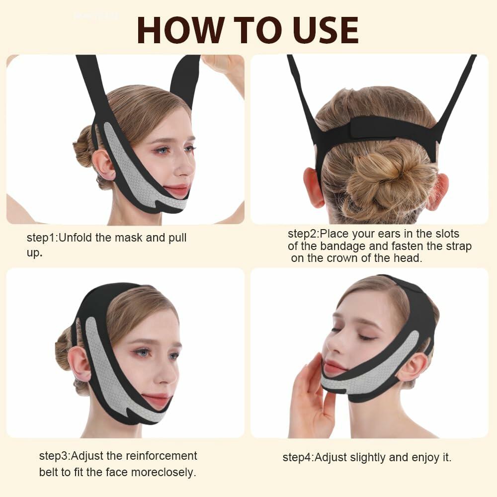 Graphene V-Line Mask Jaw Exerciser Chin Strap Black Size M