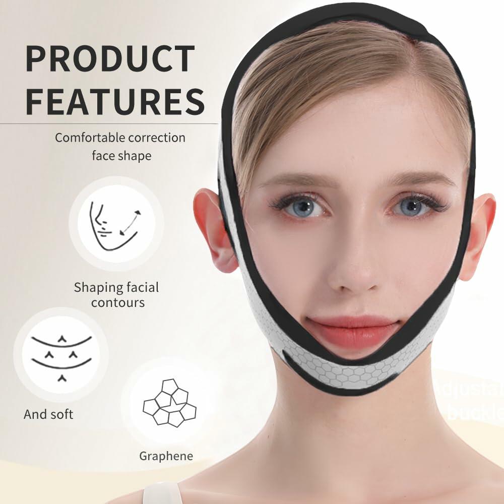 Graphene V-Line Mask Jaw Exerciser Chin Strap Black Size M