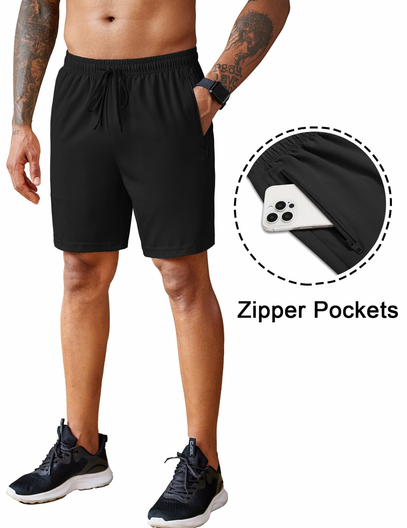 Men’s 7" Workout Gym Shorts 2-Pack Lightweight with Zipper