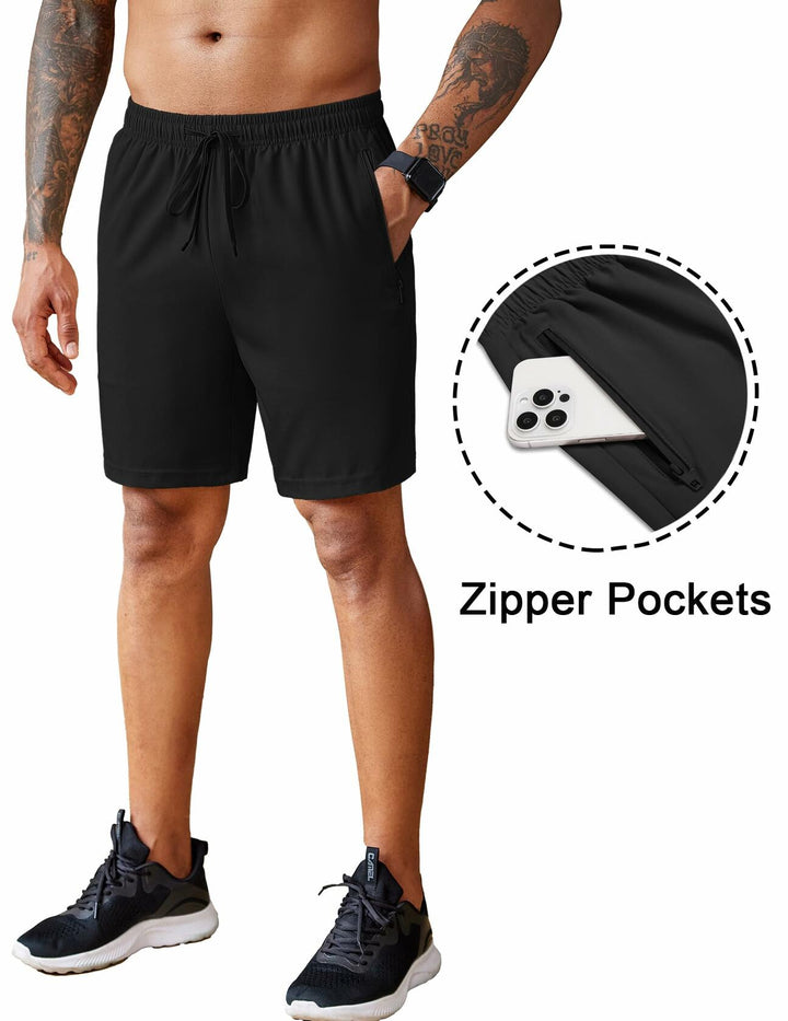 Men’s 7" Workout Gym Shorts 2-Pack Lightweight with Zipper