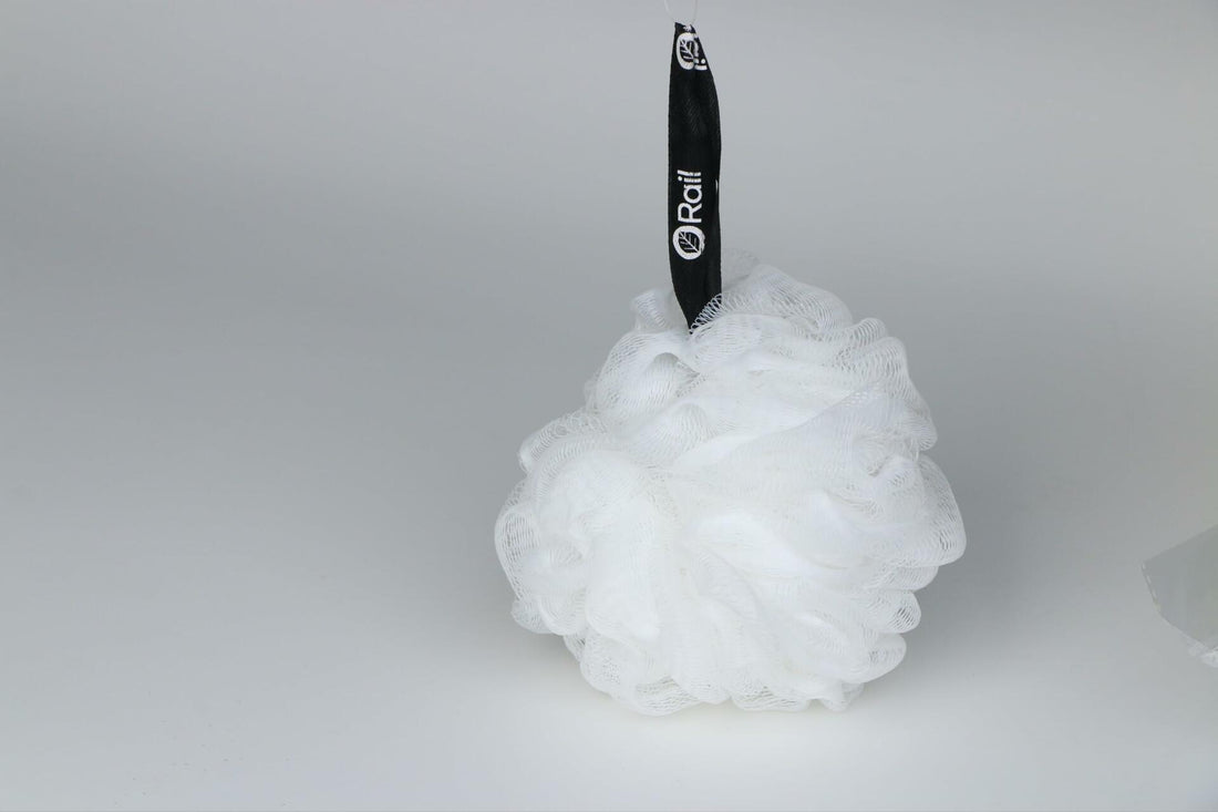 Loofah Sponge Exfoliating Bath Body Scrubber Mesh Pouf White