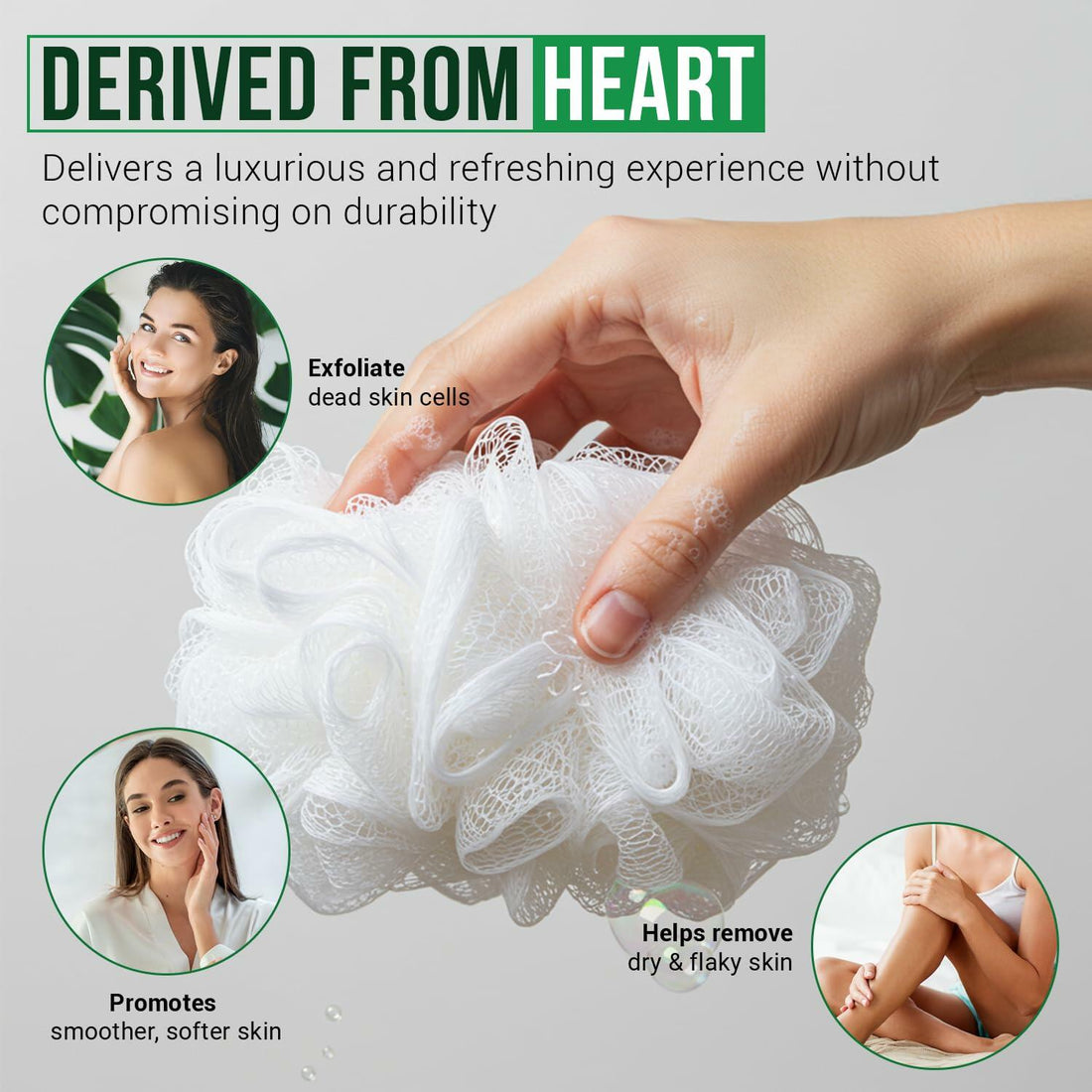 Loofah Sponge Exfoliating Bath Body Scrubber Mesh Pouf White