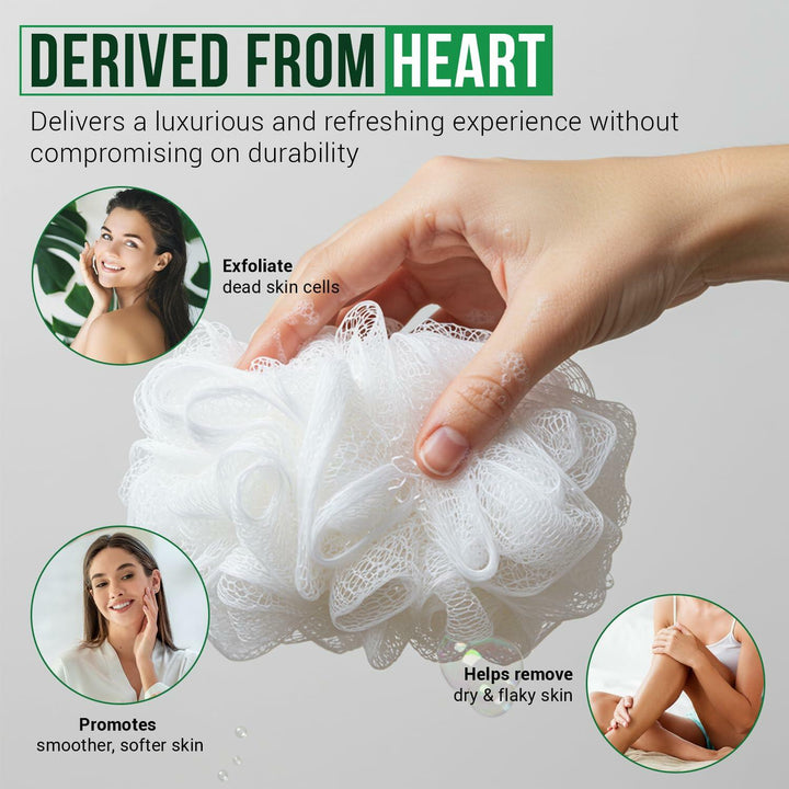 Loofah Sponge Exfoliating Bath Body Scrubber Mesh Pouf White