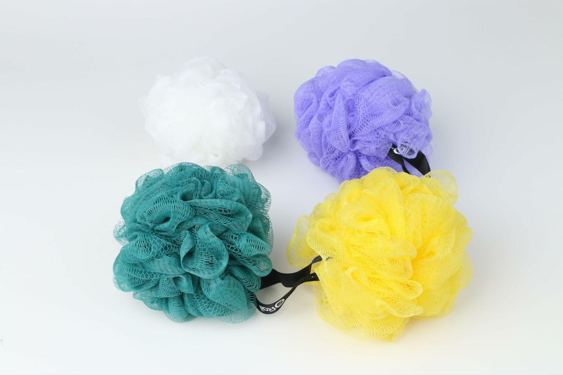 Loofah Sponge Exfoliating Bath Body Scrubber Mesh Pouf White