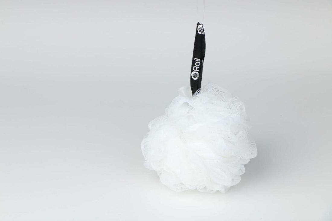 Loofah Sponge Exfoliating Bath Body Scrubber Mesh Pouf White