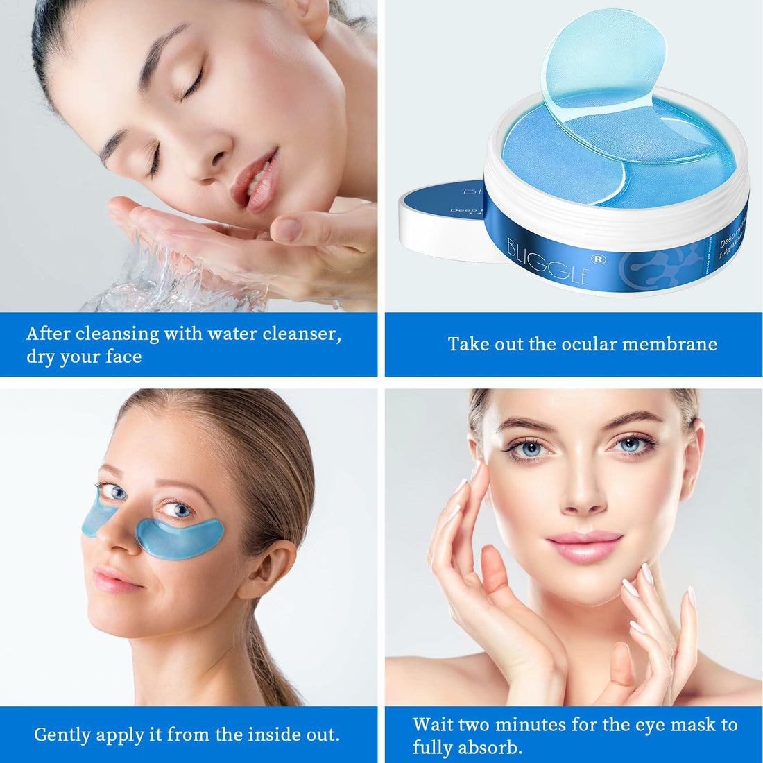 Under Eye Patches 64 pcs Brightening Hyaluronic Acid Cooling Care