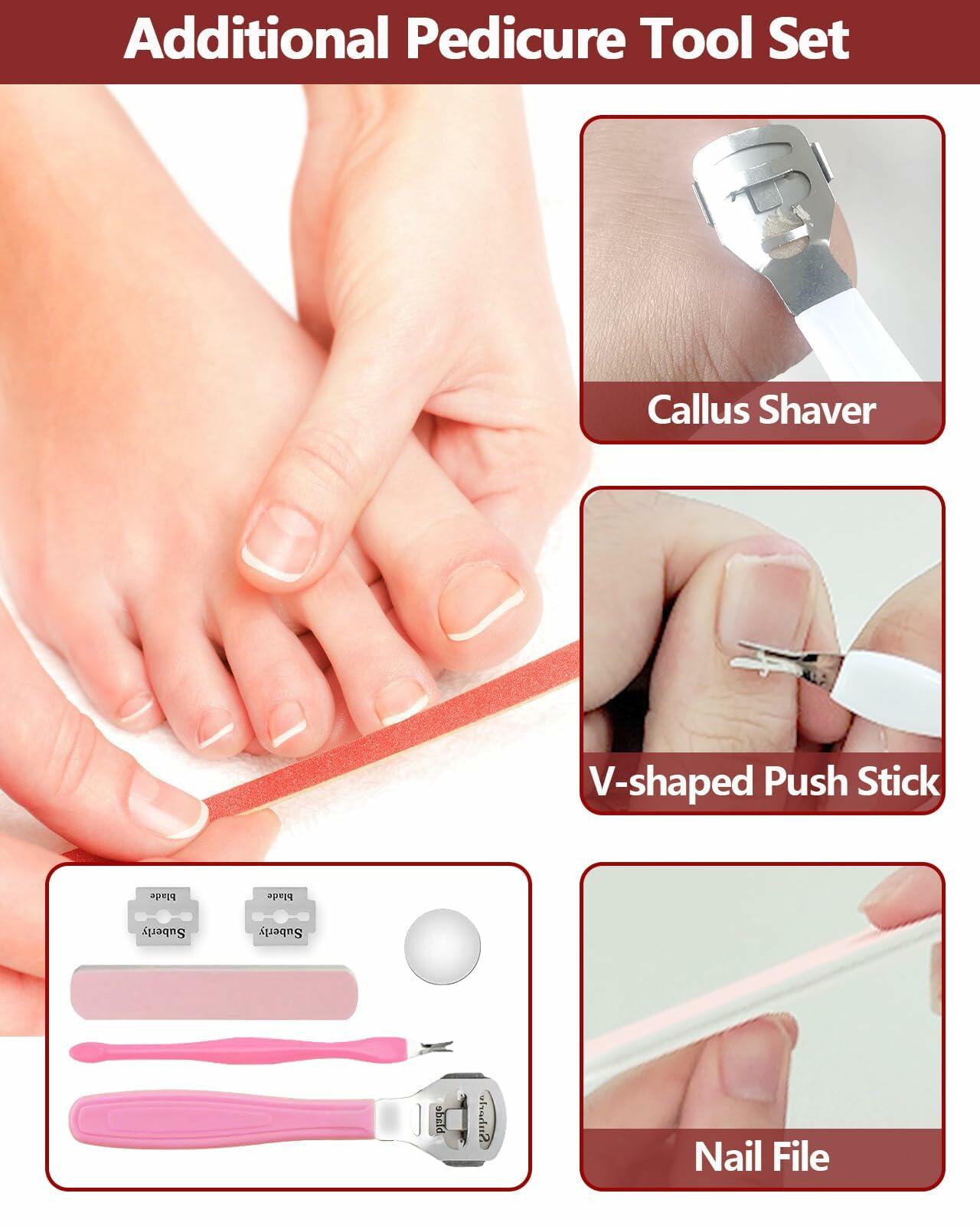 Electric Foot File Callus Remover 3 Heads 2 Speed White Rechargeable
