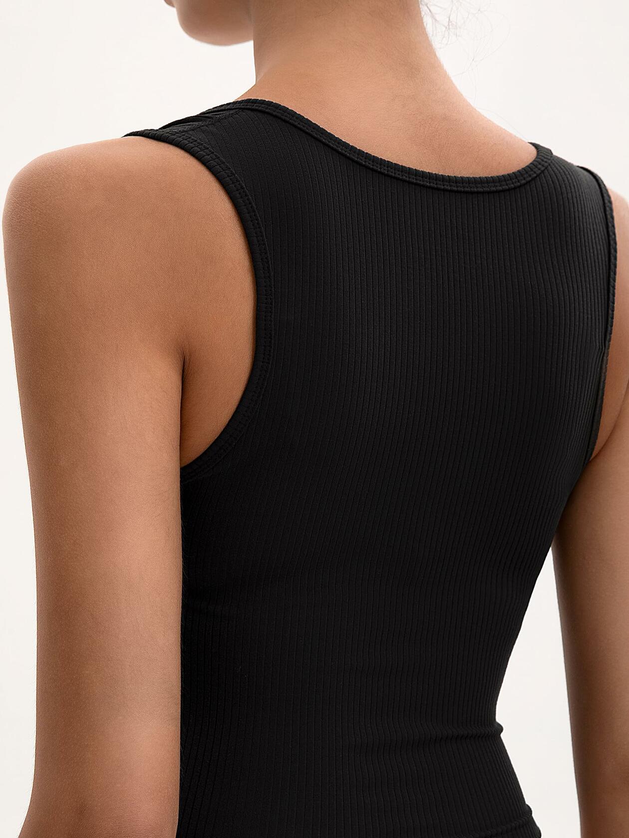 Crop Tank Top Ribbed Athletic Wide Strap Navy Blue Size M