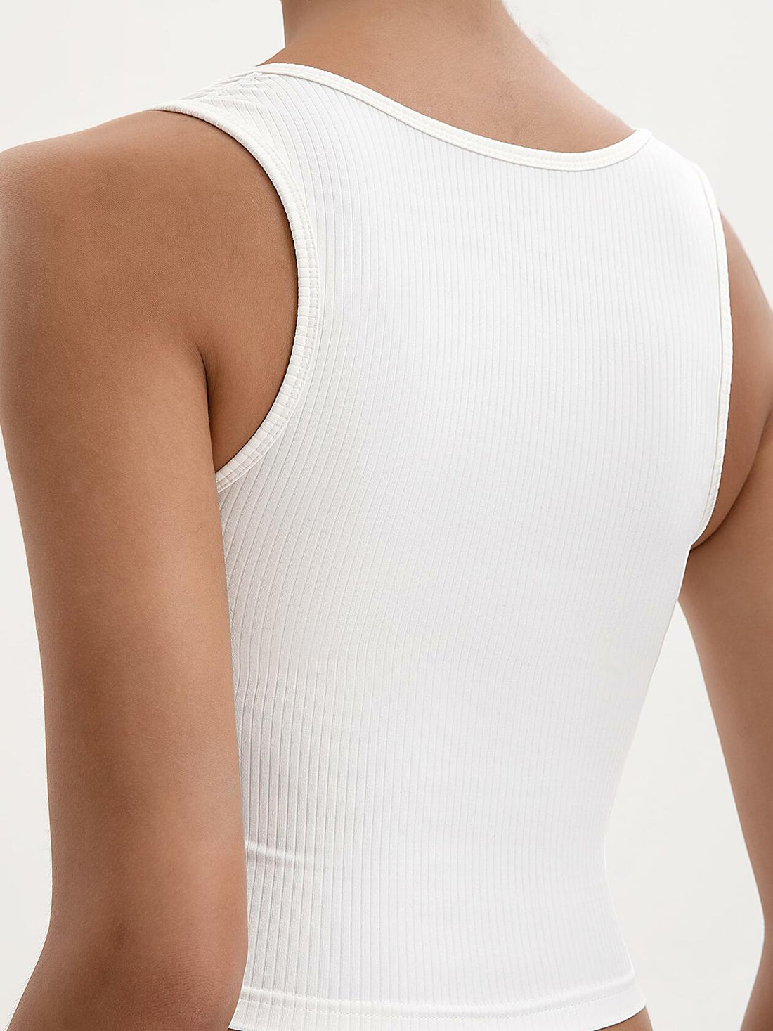 Women's Crop Tank Top White Ribbed Athletic Slim Fit Sleeveless Size XS