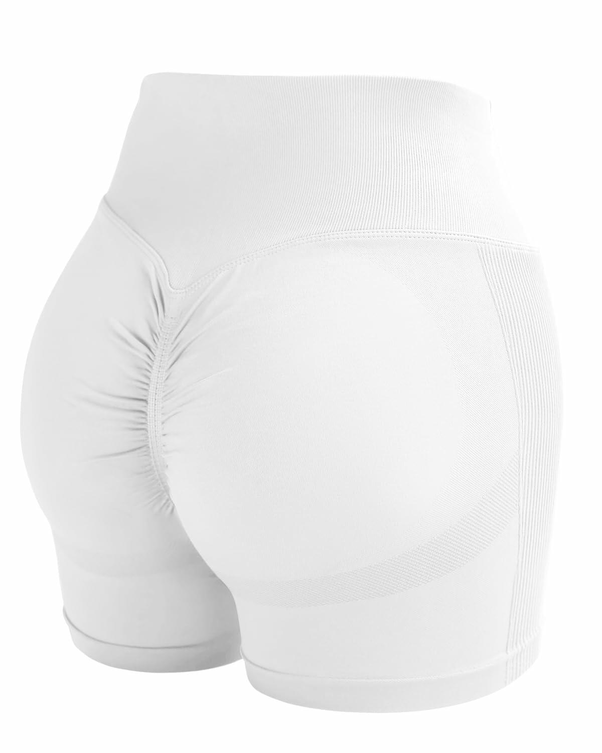 Women's High Waisted Tummy Control Butt Lifting Workout Shorts White Size M