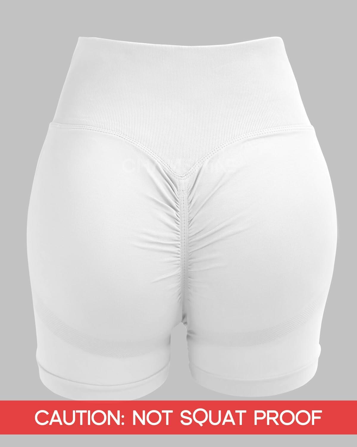 Women's High Waisted Tummy Control Butt Lifting Workout Shorts White Size M