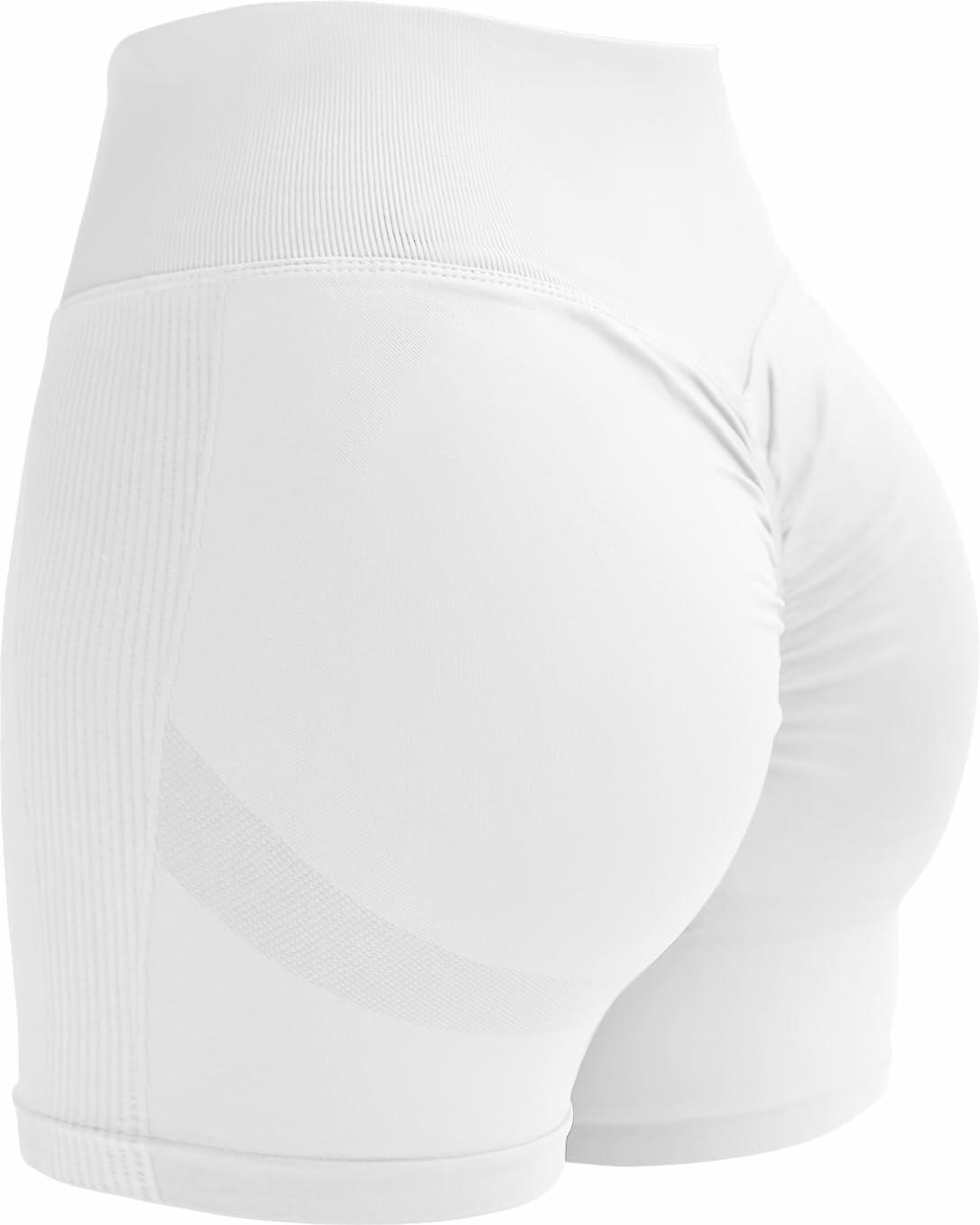 Women's High Waisted Tummy Control Butt Lifting Workout Shorts White Size M