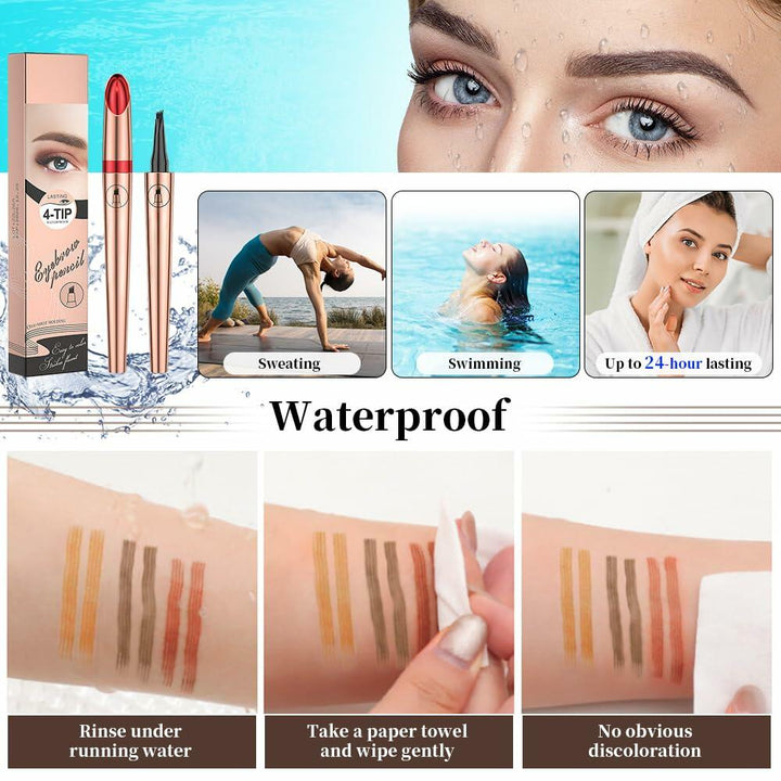 3D Microblading Eyebrow Pencil 4 Fork Tip Waterproof Light Brown