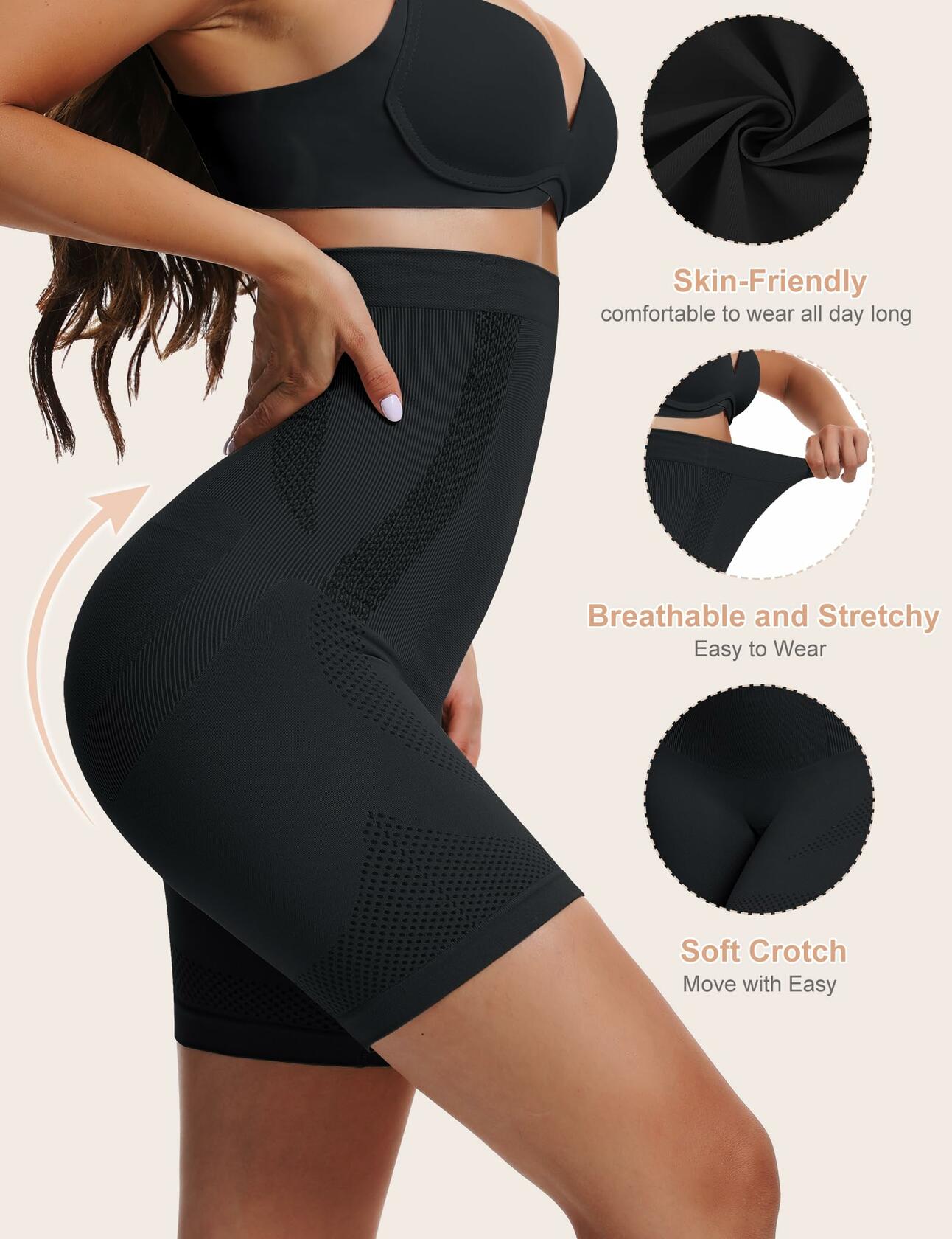 Women’s Tummy Control Shapewear Shorts Black Size XL-XXL