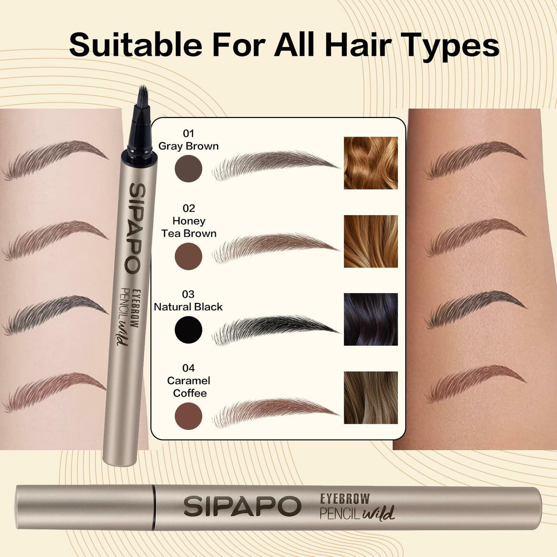 Microblading Brow-Section Eyebrow Pen Waterproof 0.02oz Honey Tea Brown