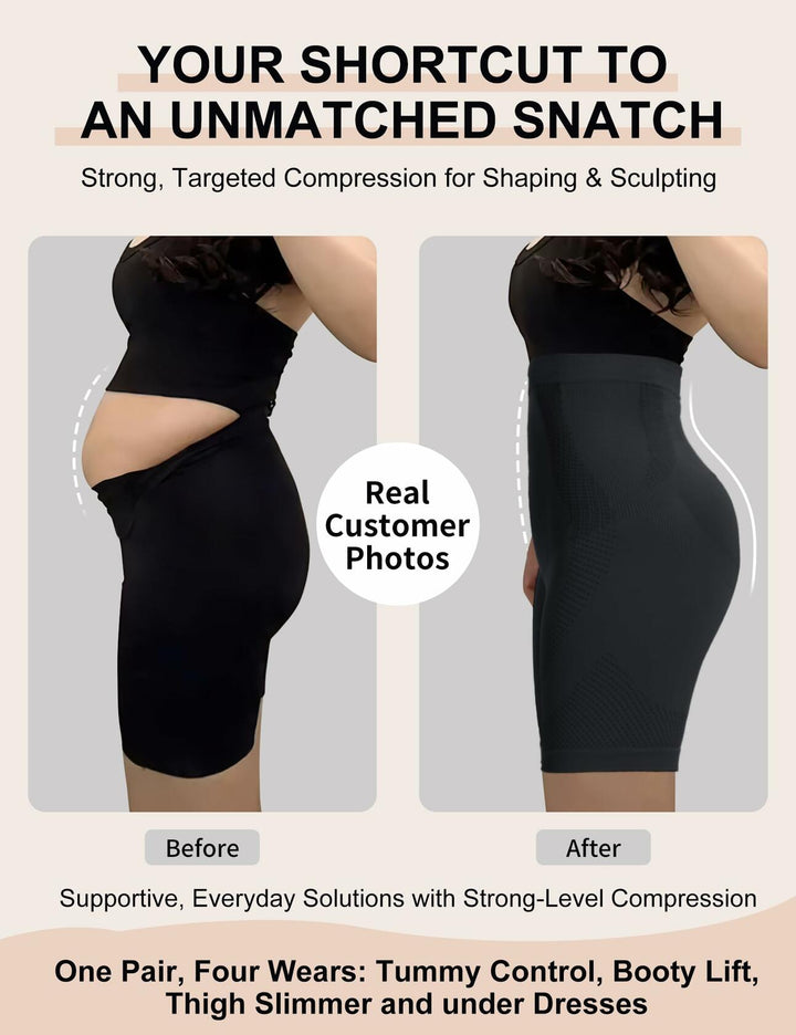 Womens High Waisted Tummy Control Shapewear Shorts Black Size XS-S