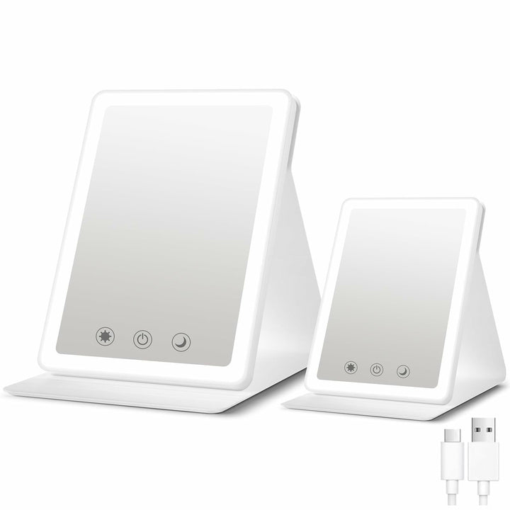 2 Pack 2025 Rechargeable Travel Makeup Vanity Mirror