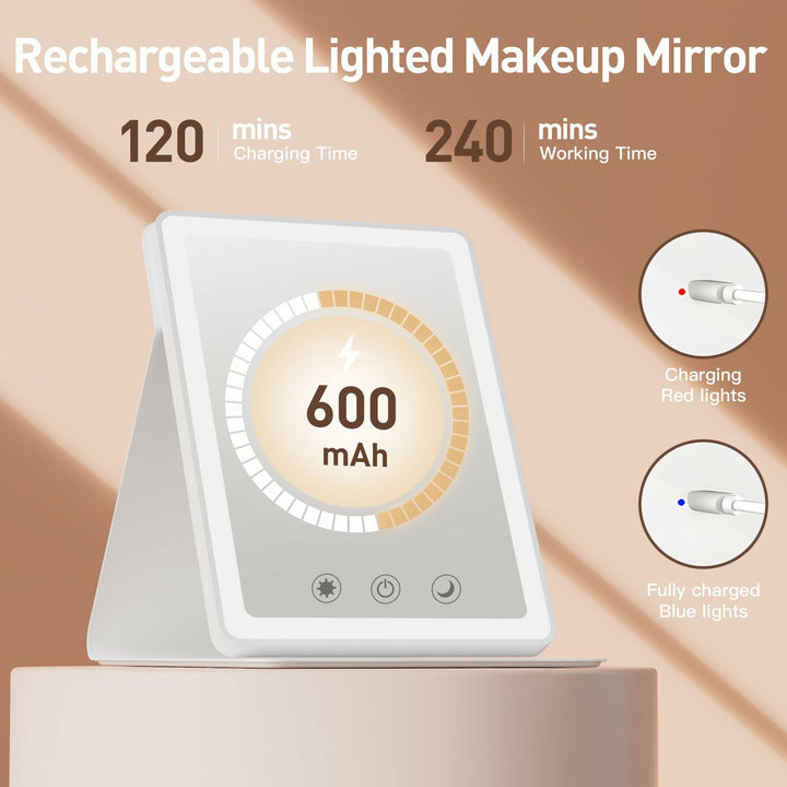 2 Pack 2025 Rechargeable Travel Makeup Vanity Mirror