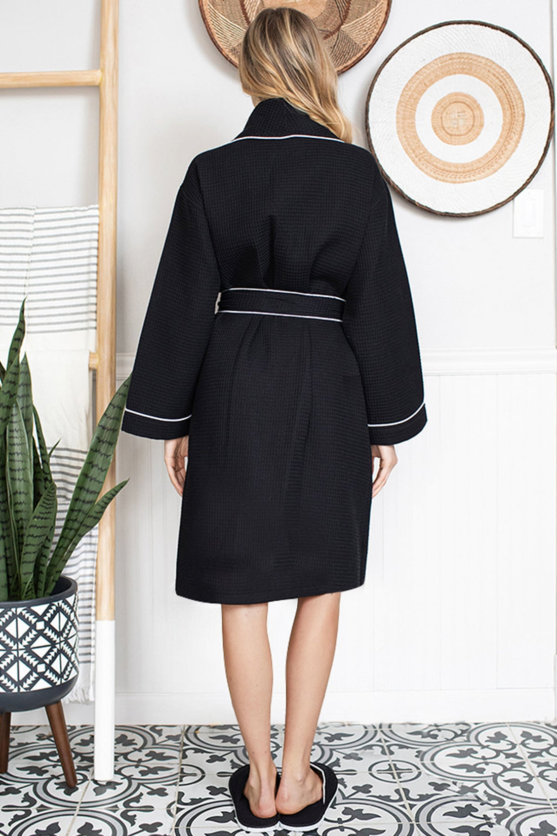 Women's Knee-Length Waffle Robe