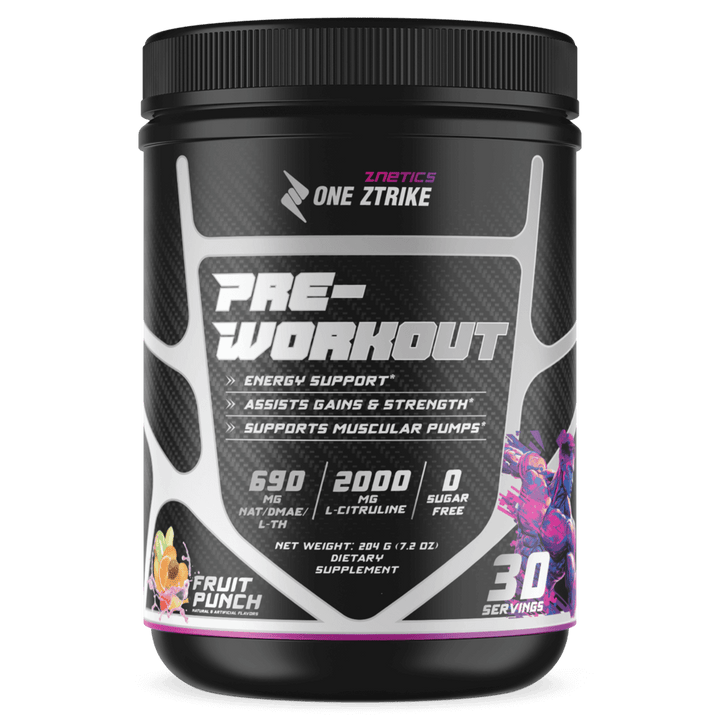 Pre-Workout Fruit Punch | Creatine, Nitric Oxide & Amino Acids | ONE ZTRIKE by ZNETICS
