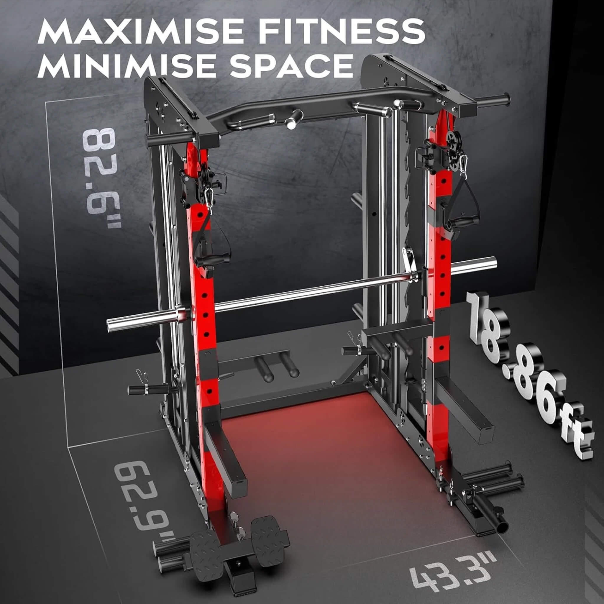 Rovix Premium 2000LBS All-In-One Squat Rack Power Cage With Smith Machine
