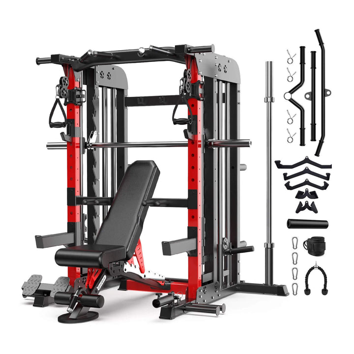 Rovix Premium 2000LBS All-In-One Squat Rack Power Cage With Smith Machine