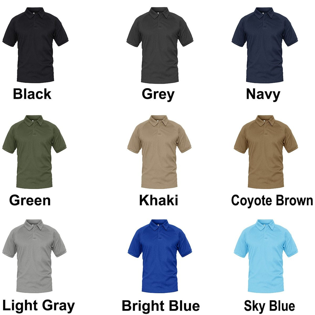 Men's Military Activewear Tactical Quick Dry Polo T-shirts