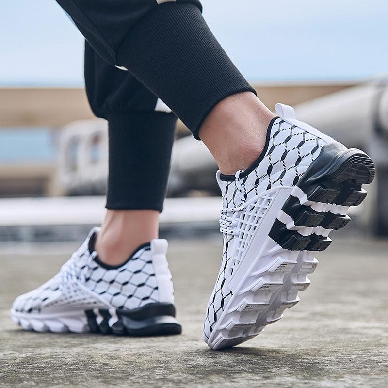 Mens Lightweight Casual Slip-on Breathable White Sneakers