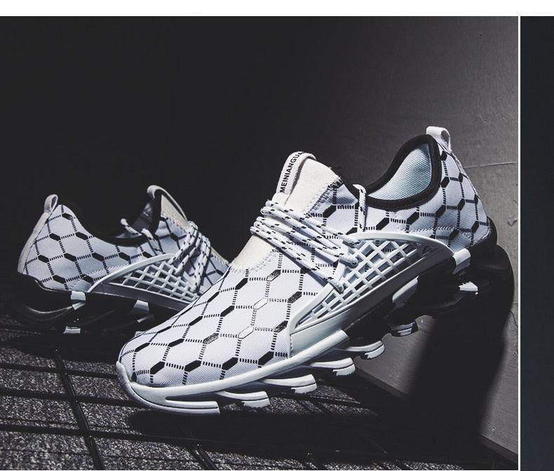 Mens Lightweight Casual Slip-on Breathable White Sneakers