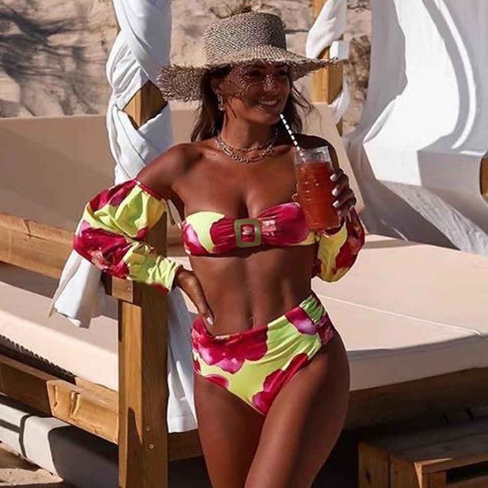 Women's Trendy Long Sleeve High Waist Swimsuit