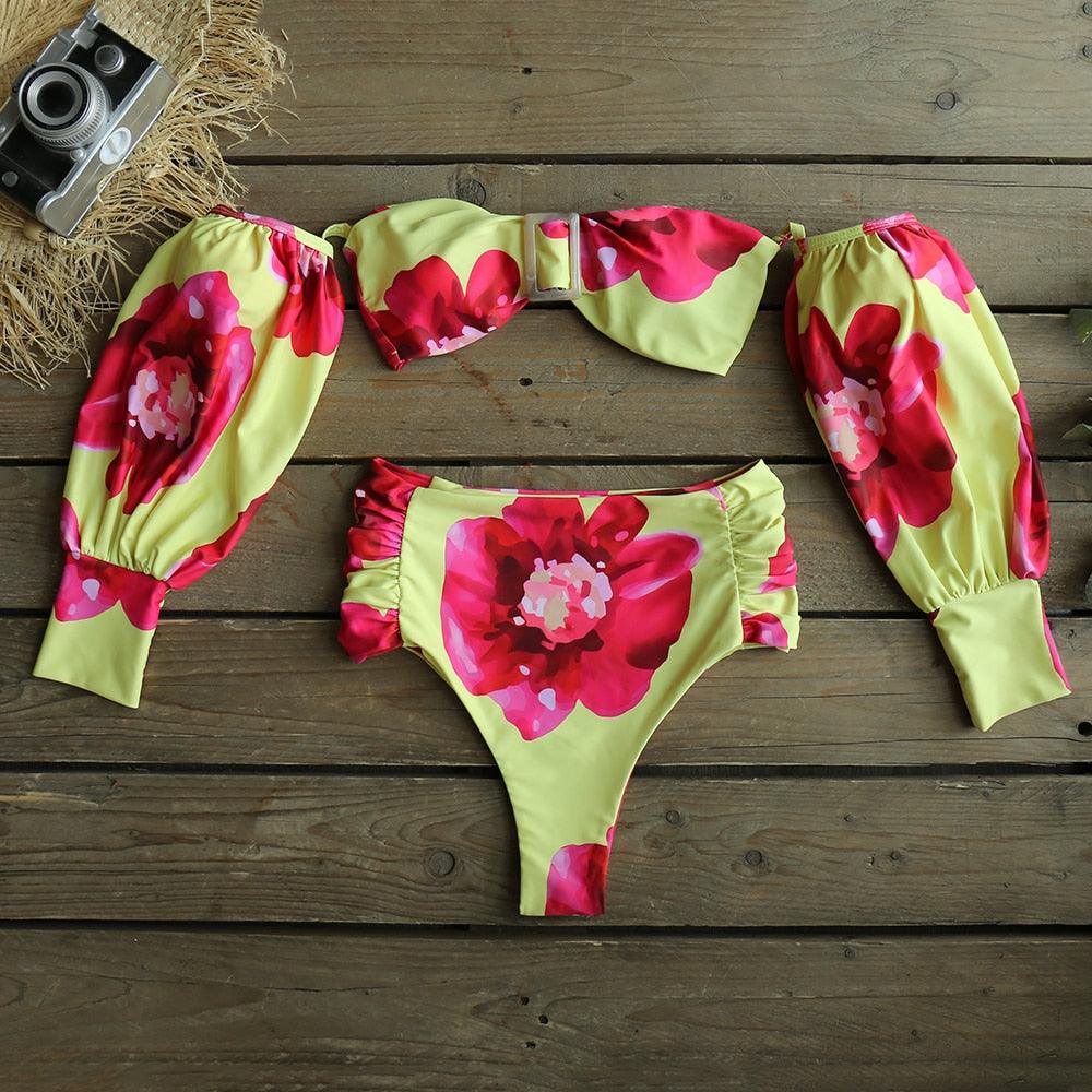 Women's Trendy Long Sleeve High Waist Swimsuit
