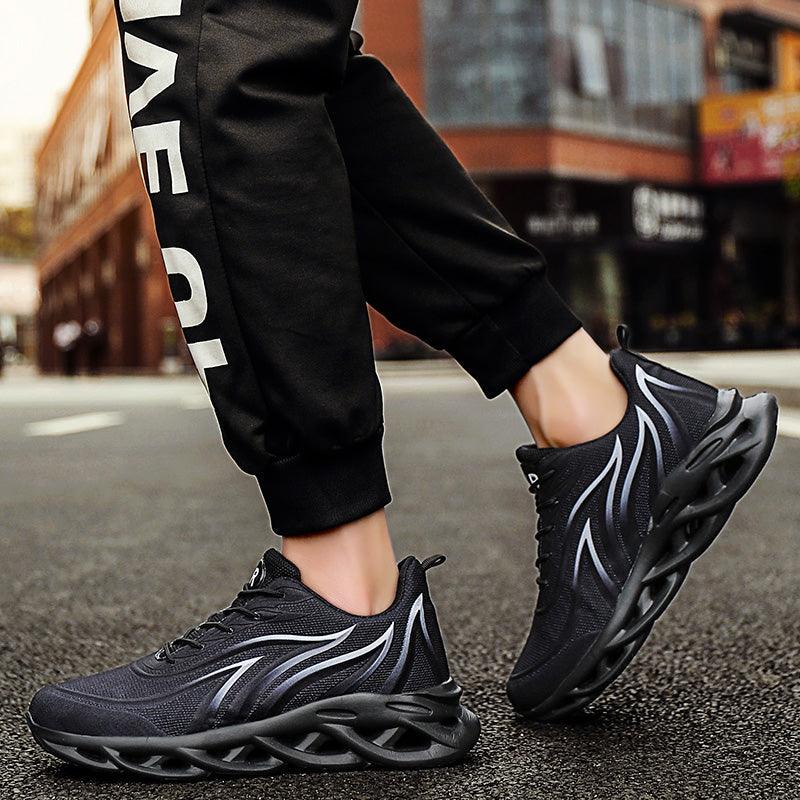 Men's Casual Breathable Flame Print Running Mesh Sneakers