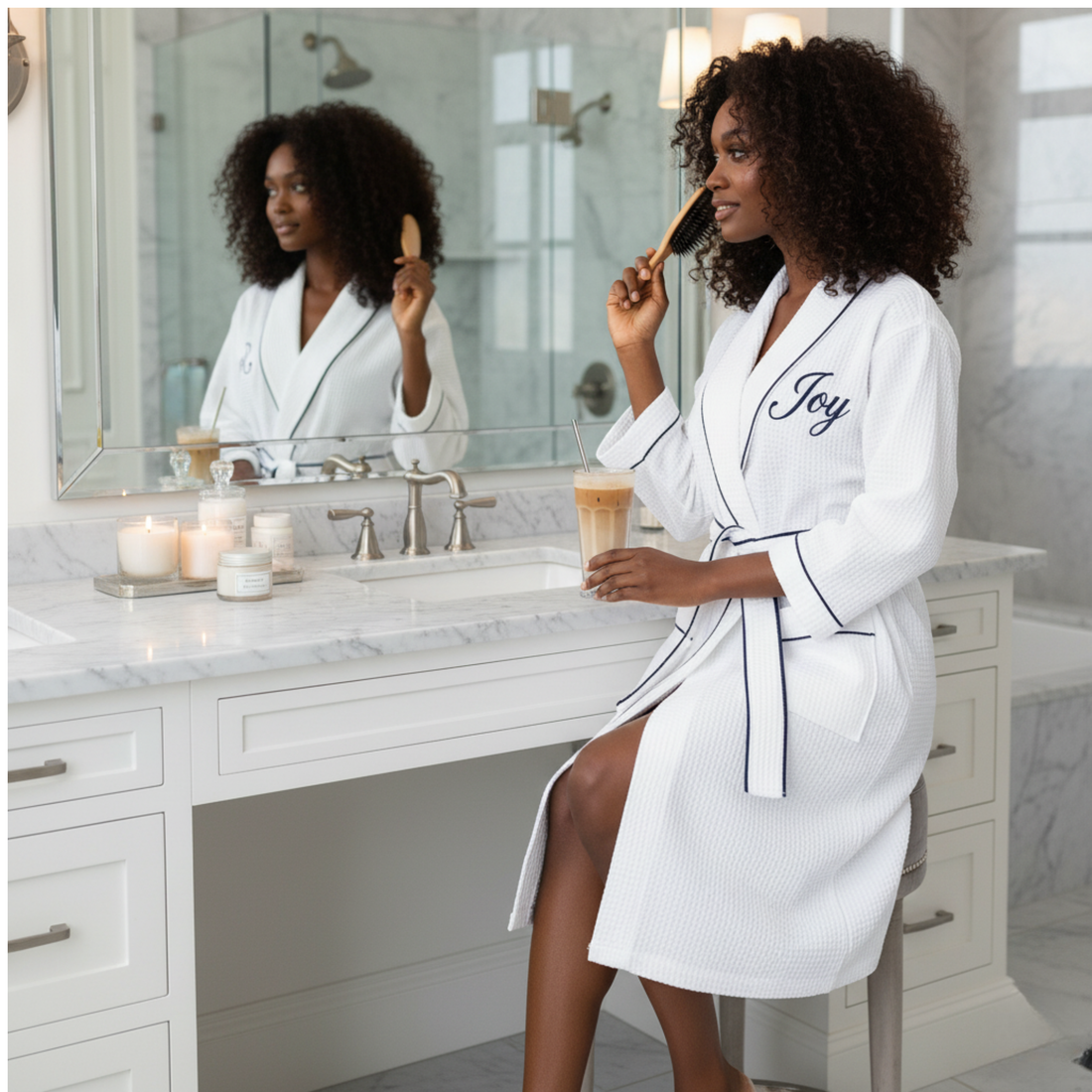 Women's Knee-Length Waffle Robe
