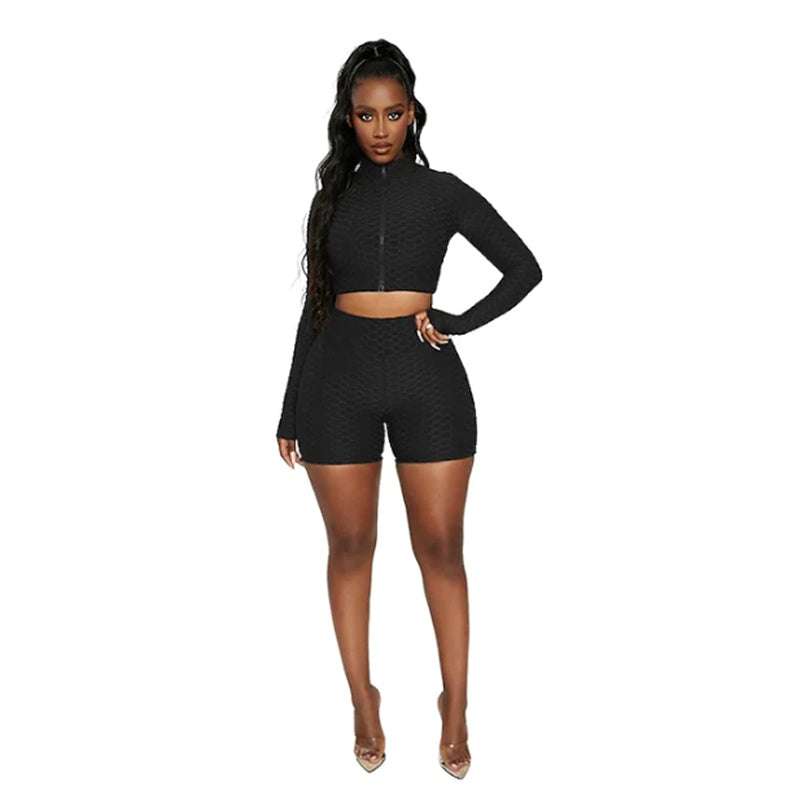 Women's Long Sleeve Yoga Fitness Tummy Control Tracksuit