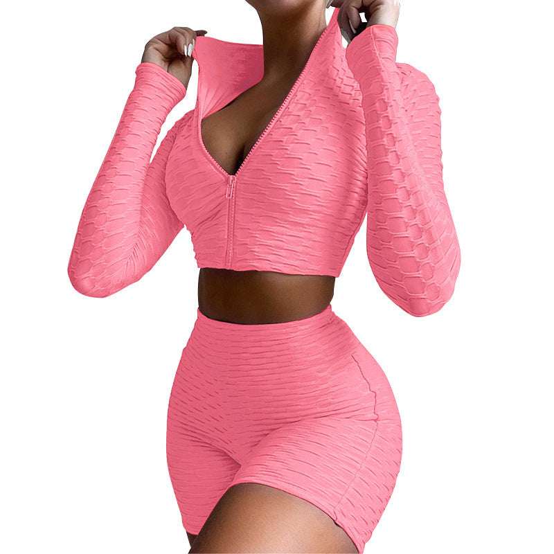 Women's Long Sleeve Yoga Fitness Tummy Control Tracksuit