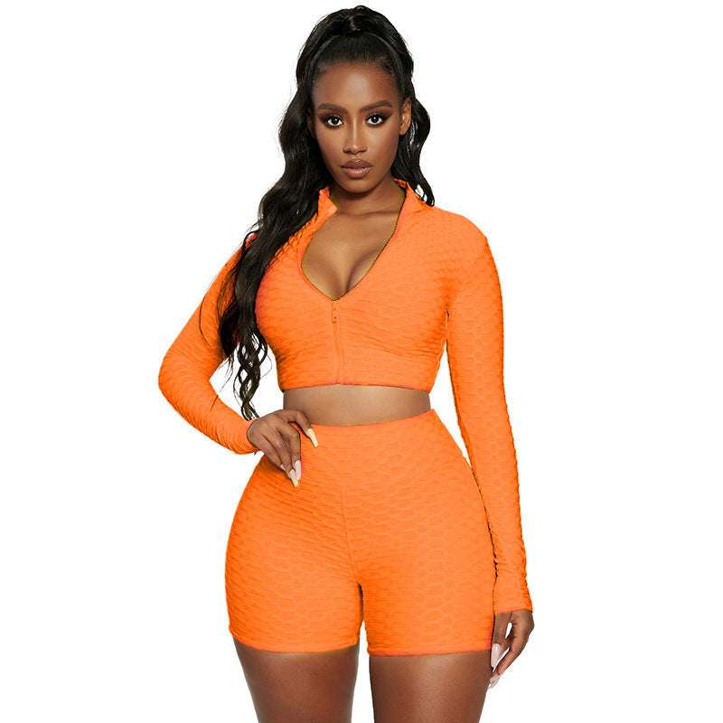 Women's Long Sleeve Yoga Fitness Tummy Control Tracksuit