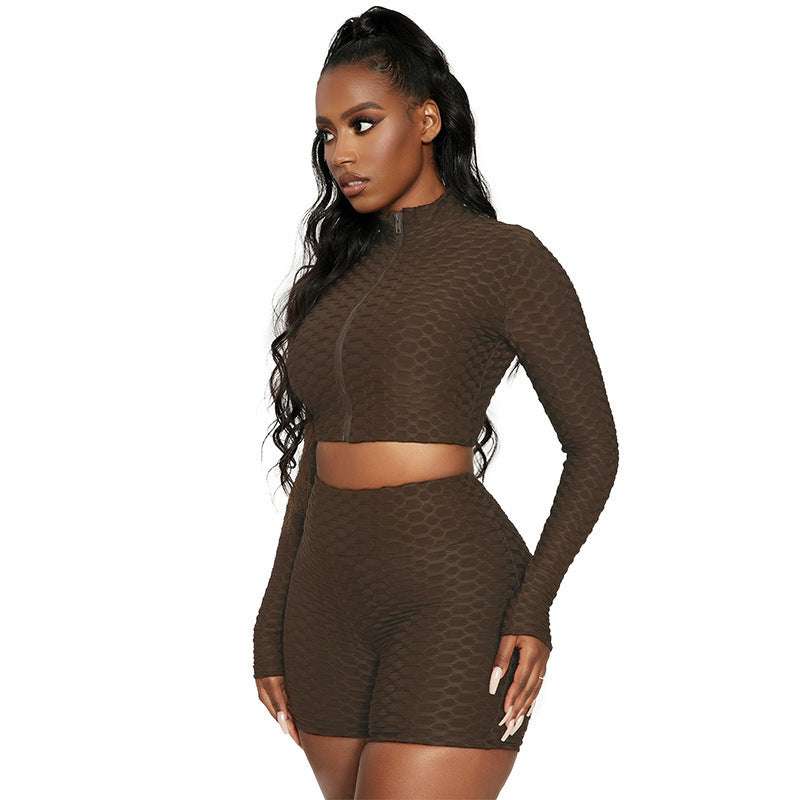 Women's Long Sleeve Yoga Fitness Tummy Control Tracksuit