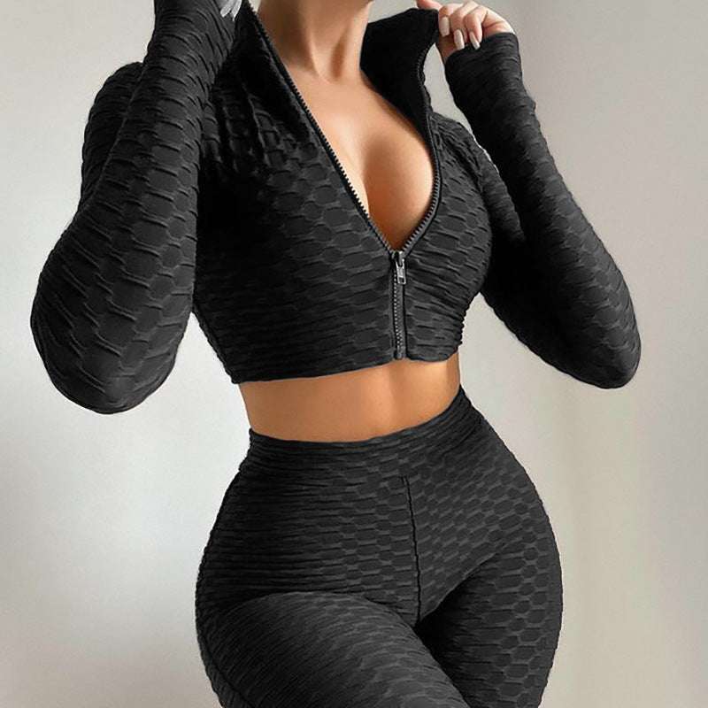 Women's Long Sleeve Yoga Fitness Tummy Control Tracksuit