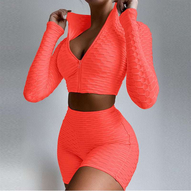Women's Long Sleeve Yoga Fitness Tummy Control Tracksuit